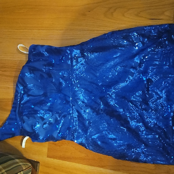 One-Shoulder Blue Sequin Dress - Picture 1 of 5